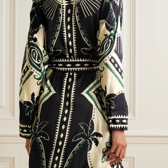 Rare Farm Rio Mystic Scarf Midi Black Shirt Dress Lenzing Wrap Size XS - Picture 3 of 15